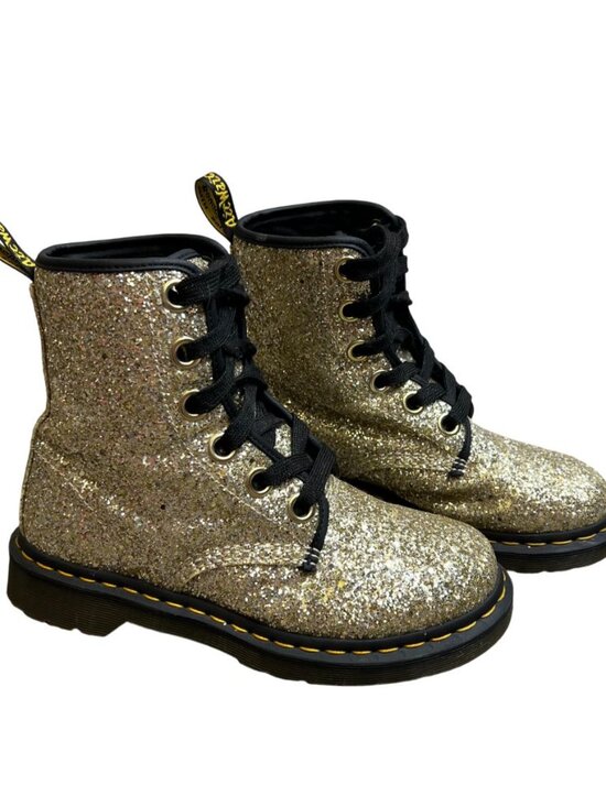 Dr. Martens Shoes - Dr Martens Gold Glitter 1460 Farrah Ankle Boots Women’s Size 7 Doc Marten Rare